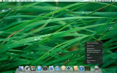 Accessing Camouflage's Menu from the dock